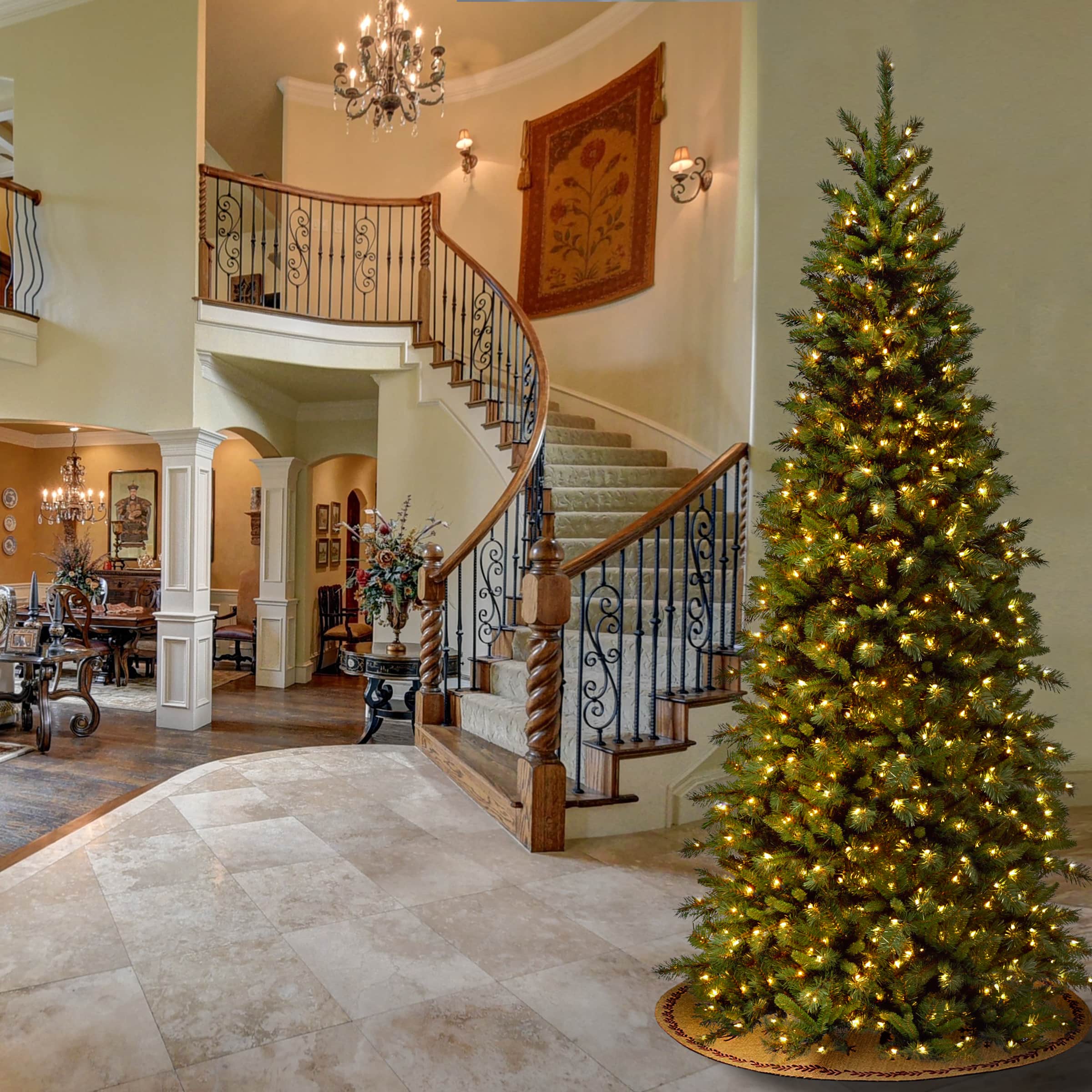 9ft. Pre-Lit Tiffany Fir Slim Tree, Clear Lights